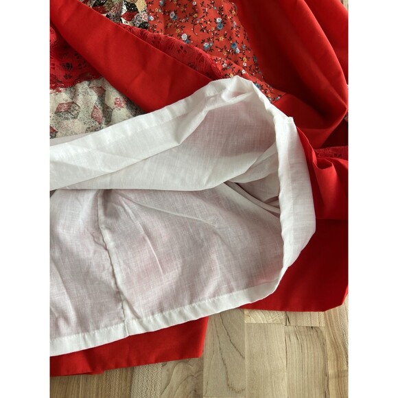 Women's Vintage Blouse & Circle Skirt Set & Belt, Red Lace Mixed Prints Size M - Picture 13 of 16